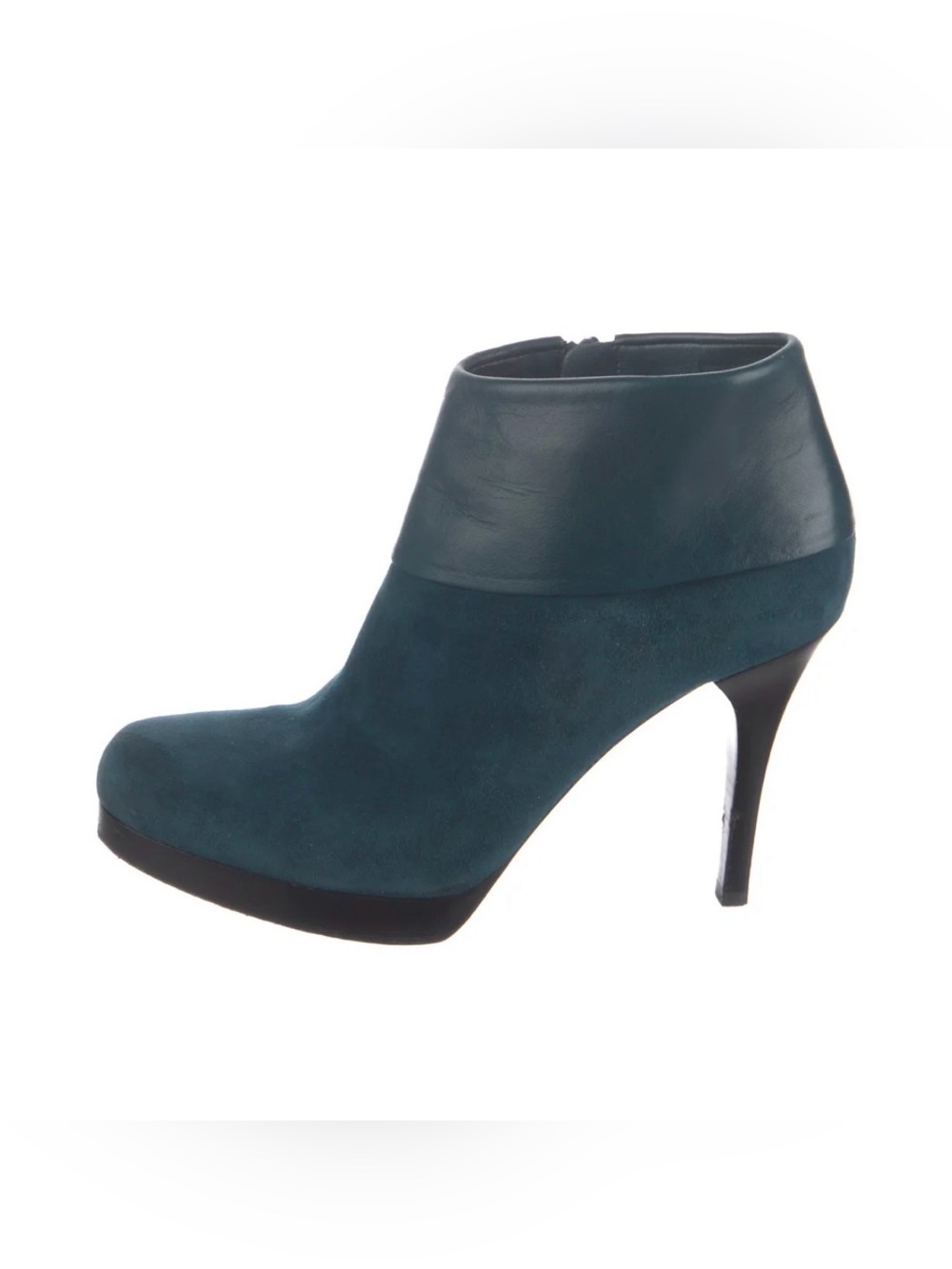 Balenciaga Teal Suede & Leather Fold-Over Ankle Bootie
